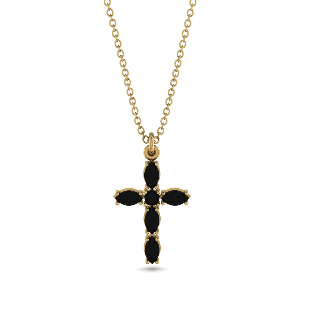 Luxurious Black Diamond Cross Necklace - Silas No. 7