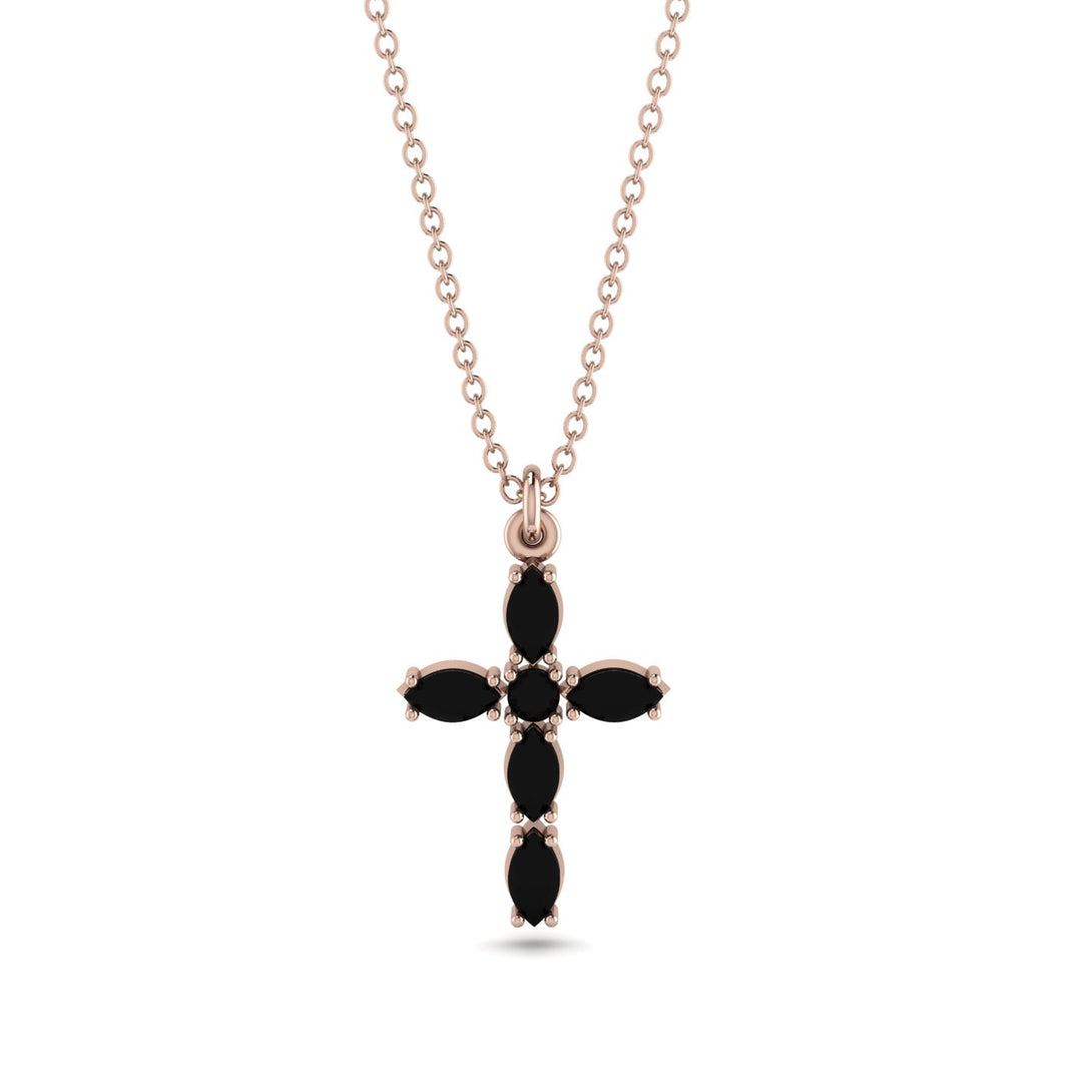 Luxurious Black Diamond Cross Necklace - Silas No. 8
