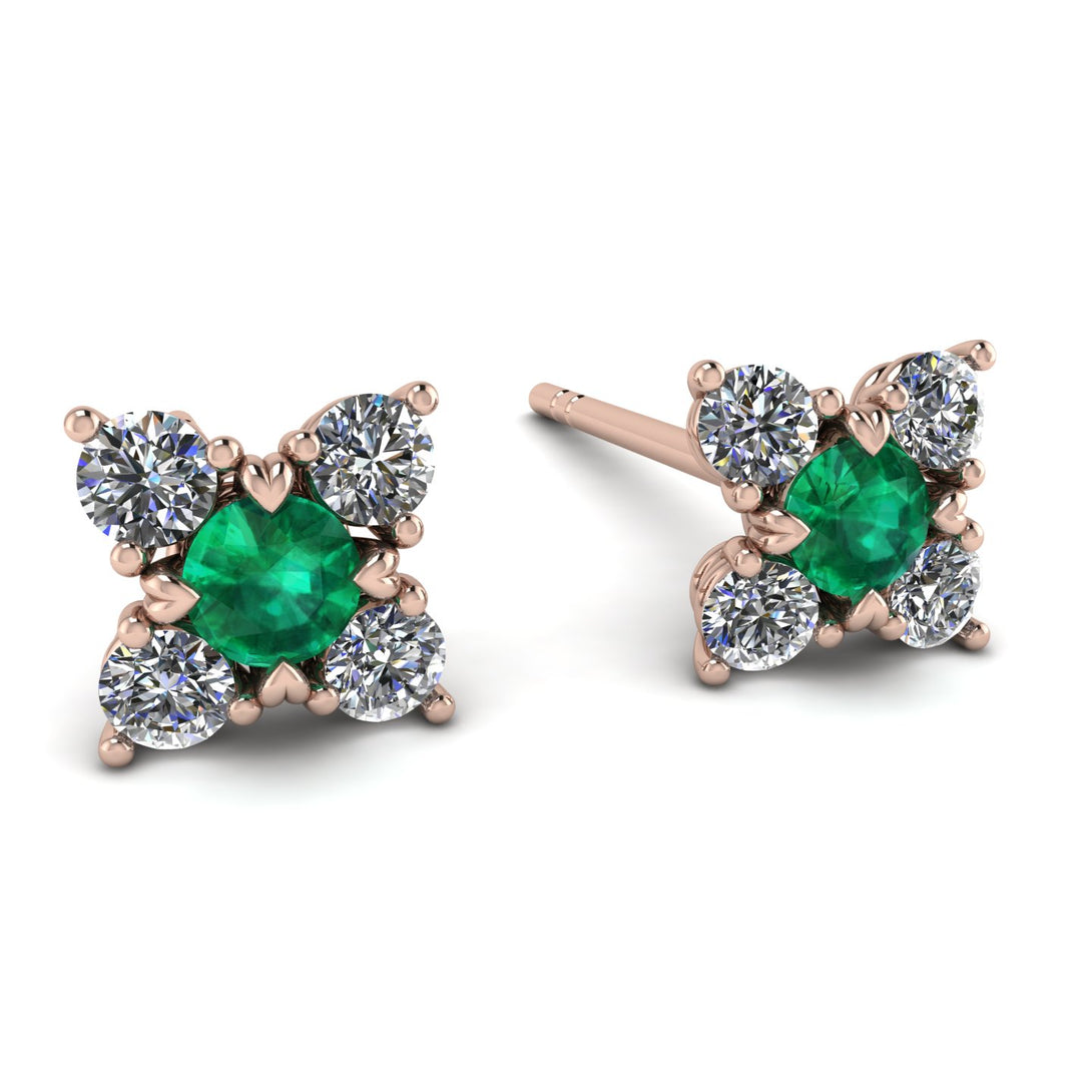Geometrical 5 Emeralds Stud Earrings - Noa No. 5