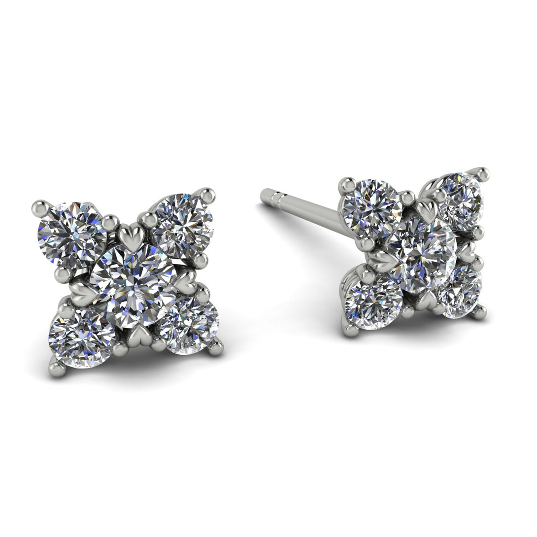 Geometrical 5 Diamonds Stud Earrings - Noa No. 3