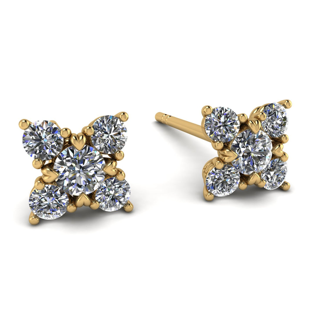 Geometrical 5 Diamonds Stud Earrings - Noa No. 1