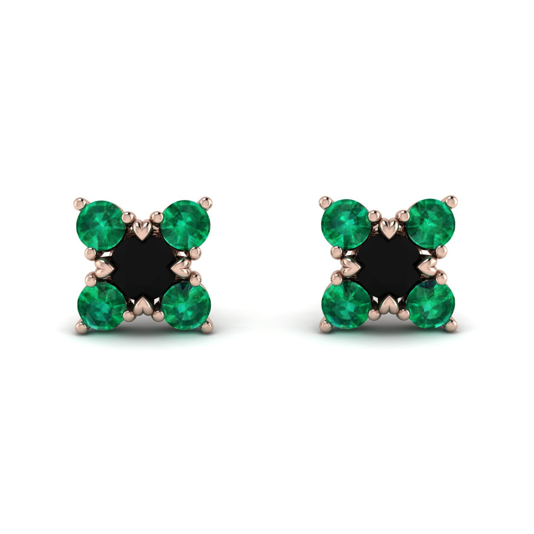 Geometrical 5 Black Diamonds Stud Earrings - Noa No. 23