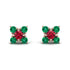Geometrical 5 Rubys Stud Earrings - Noa No. 26 image 1