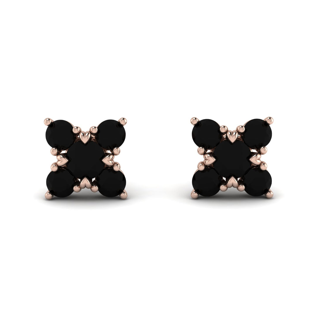 Geometrical 5 Black Diamonds Stud Earrings - Noa No. 38