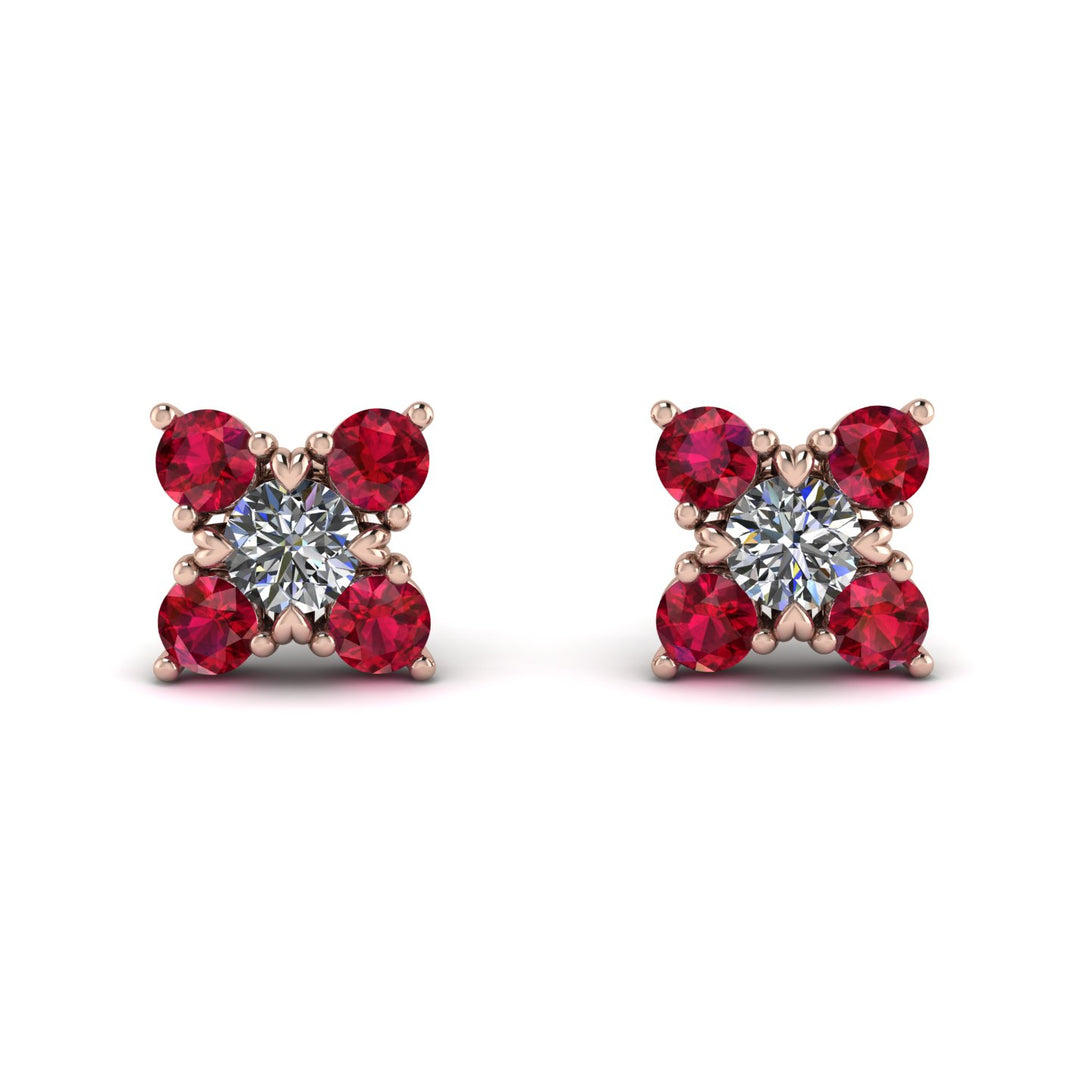 Geometrical 5 Diamonds Stud Earrings - Noa No. 47