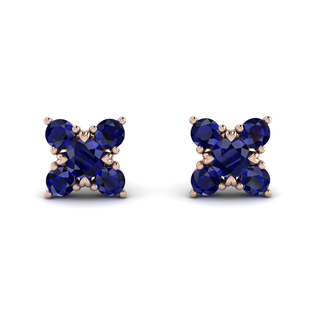 Geometrical 5 Sapphires Stud Earrings - Noa No. 74