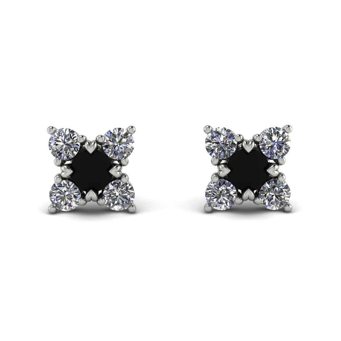 Geometrical 5 Black Diamonds Stud Earrings - Noa No. 9
