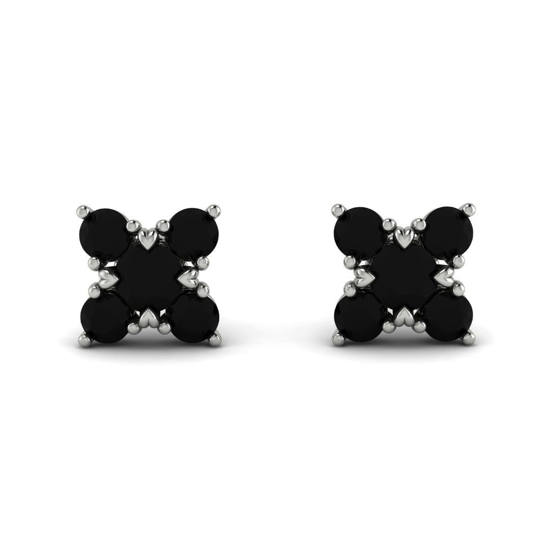 Geometrical 5 Black Diamonds Stud Earrings - Noa No. 39