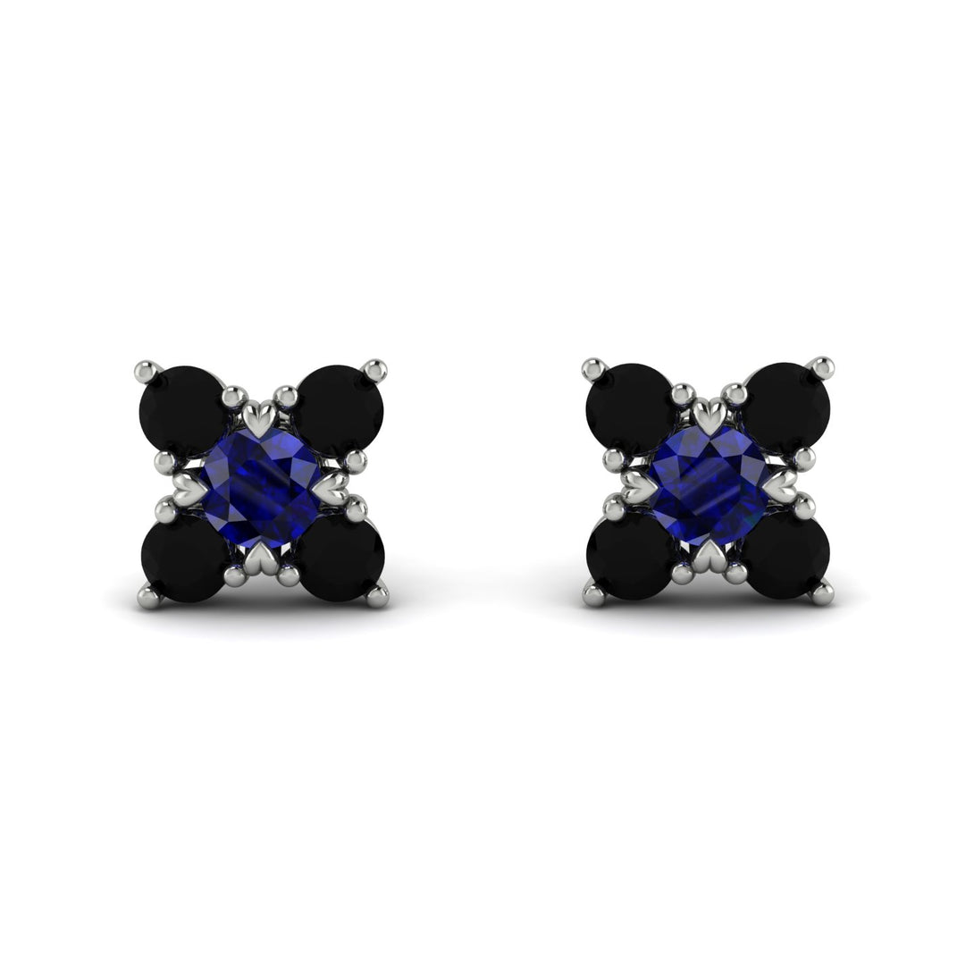 Geometrical 5 Sapphires Stud Earrings - Noa No. 45