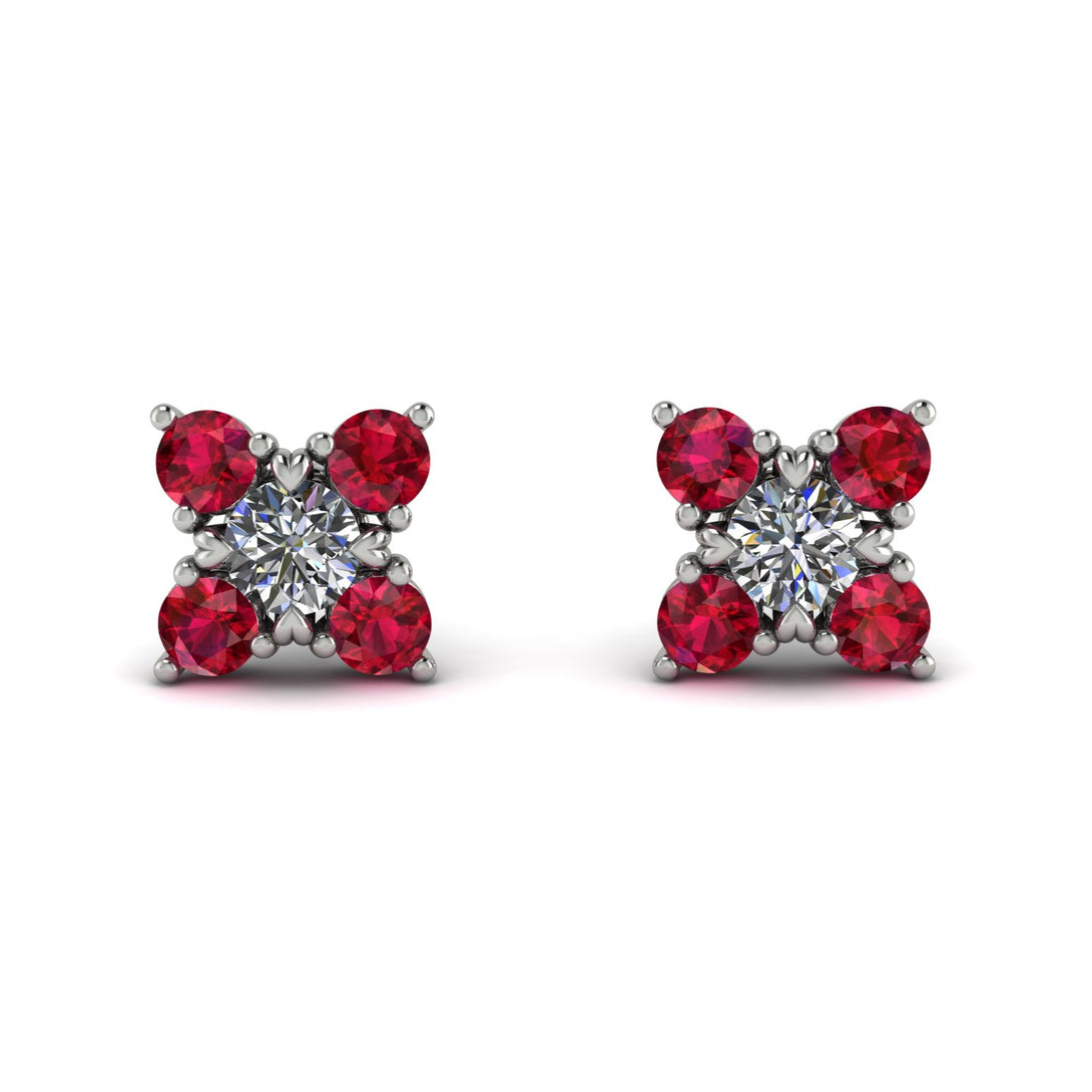 Geometrical 5 Diamonds Stud Earrings - Noa No. 48