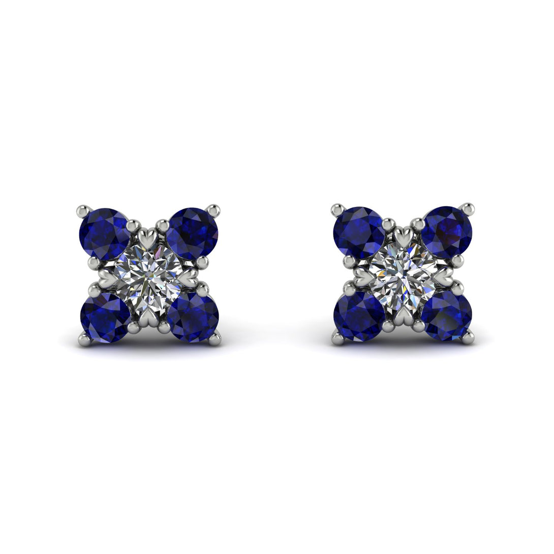 Geometrical 5 Diamonds Stud Earrings - Noa No. 63