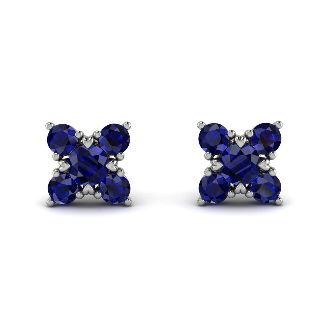 Geometrical 5 Sapphires Stud Earrings - Noa No. 75