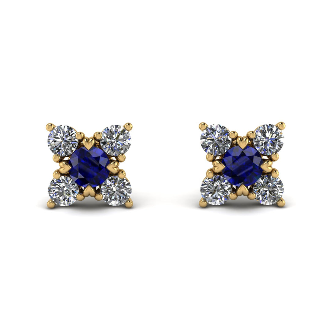Geometrical 5 Sapphires Stud Earrings - Noa No. 13