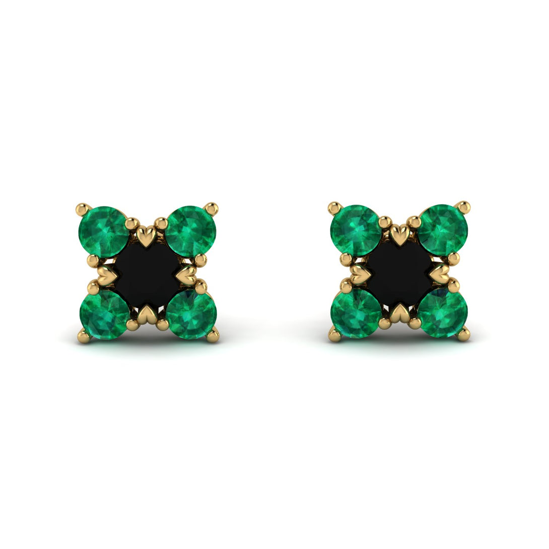 Geometrical 5 Black Diamonds Stud Earrings - Noa No. 22