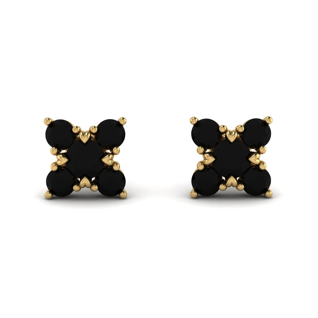 Geometrical 5 Black Diamonds Stud Earrings - Noa No. 37