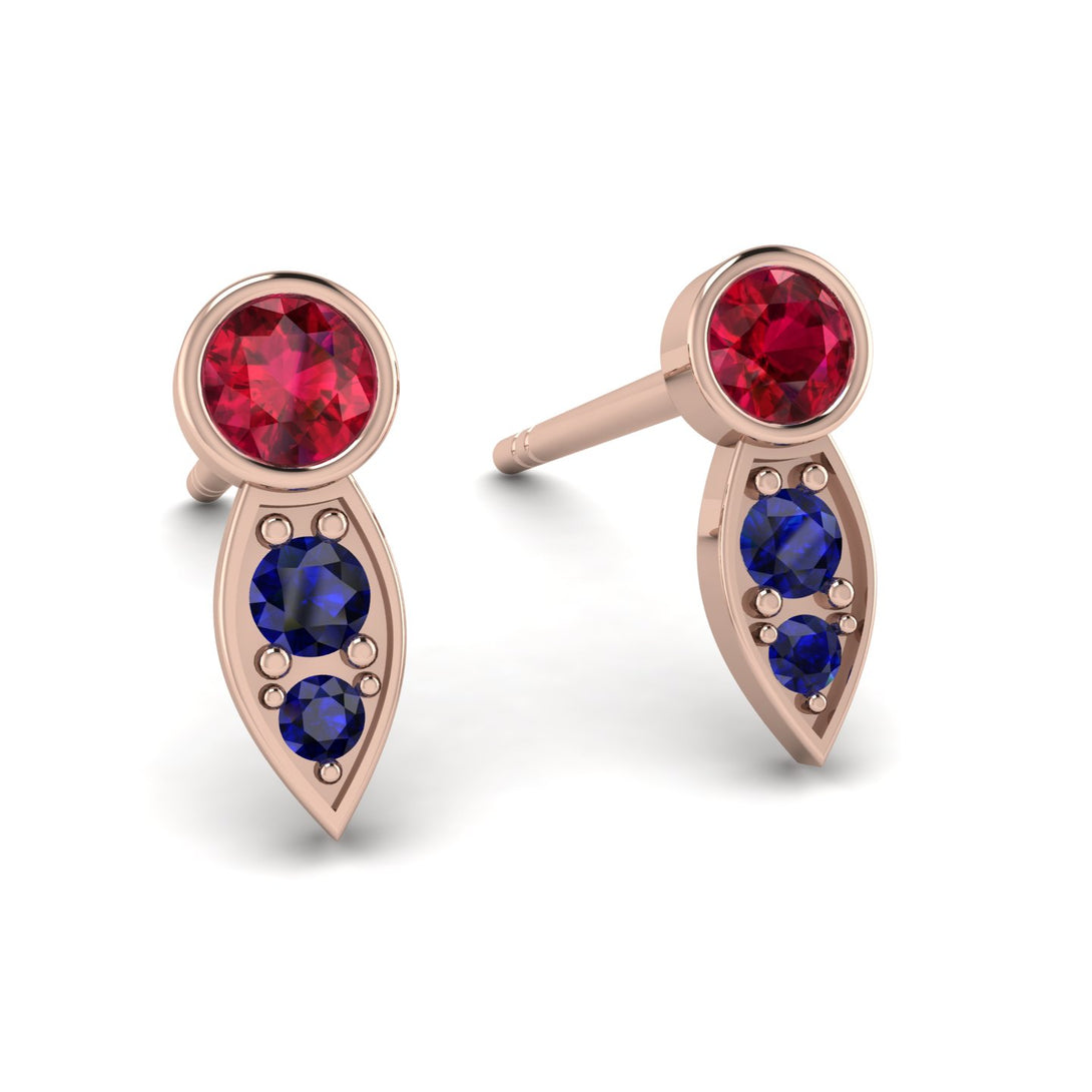 Bezel Ruby Earrings In Pear Shaped - Aniya No. 71