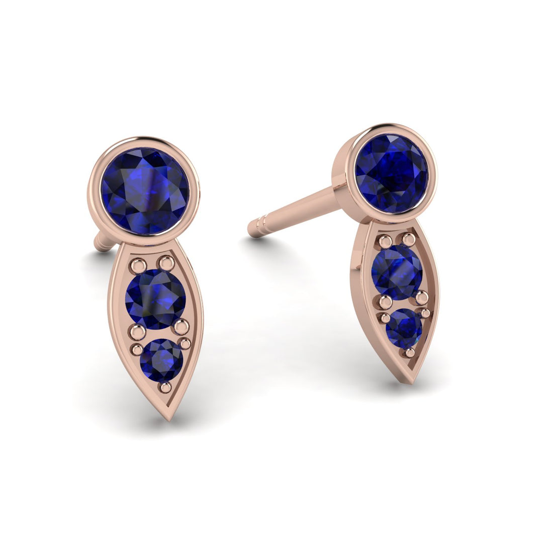 Bezel Sapphire Earrings In Pear Shaped - Aniya No. 74