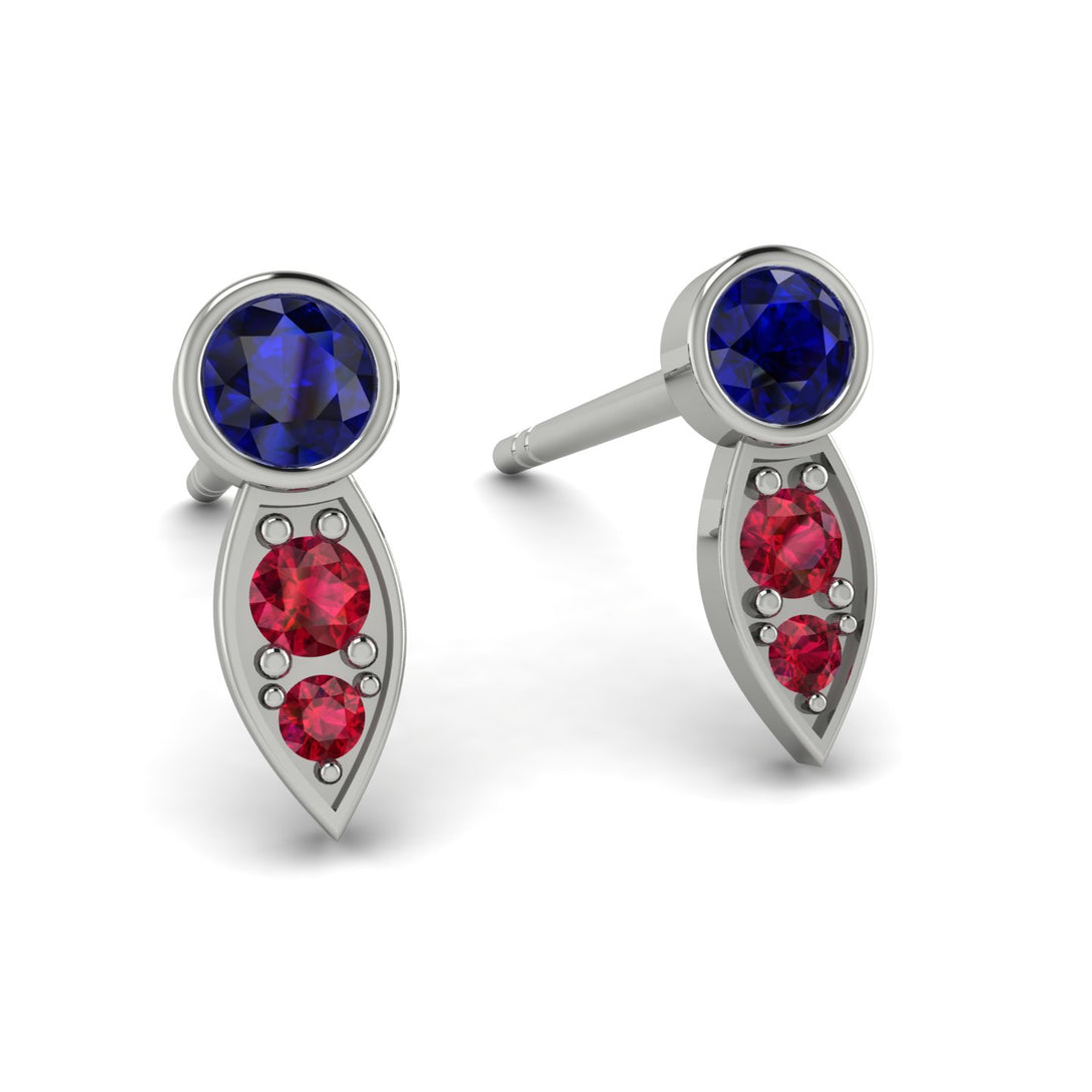 Bezel Sapphire Earrings In Pear Shaped - Aniya No. 60
