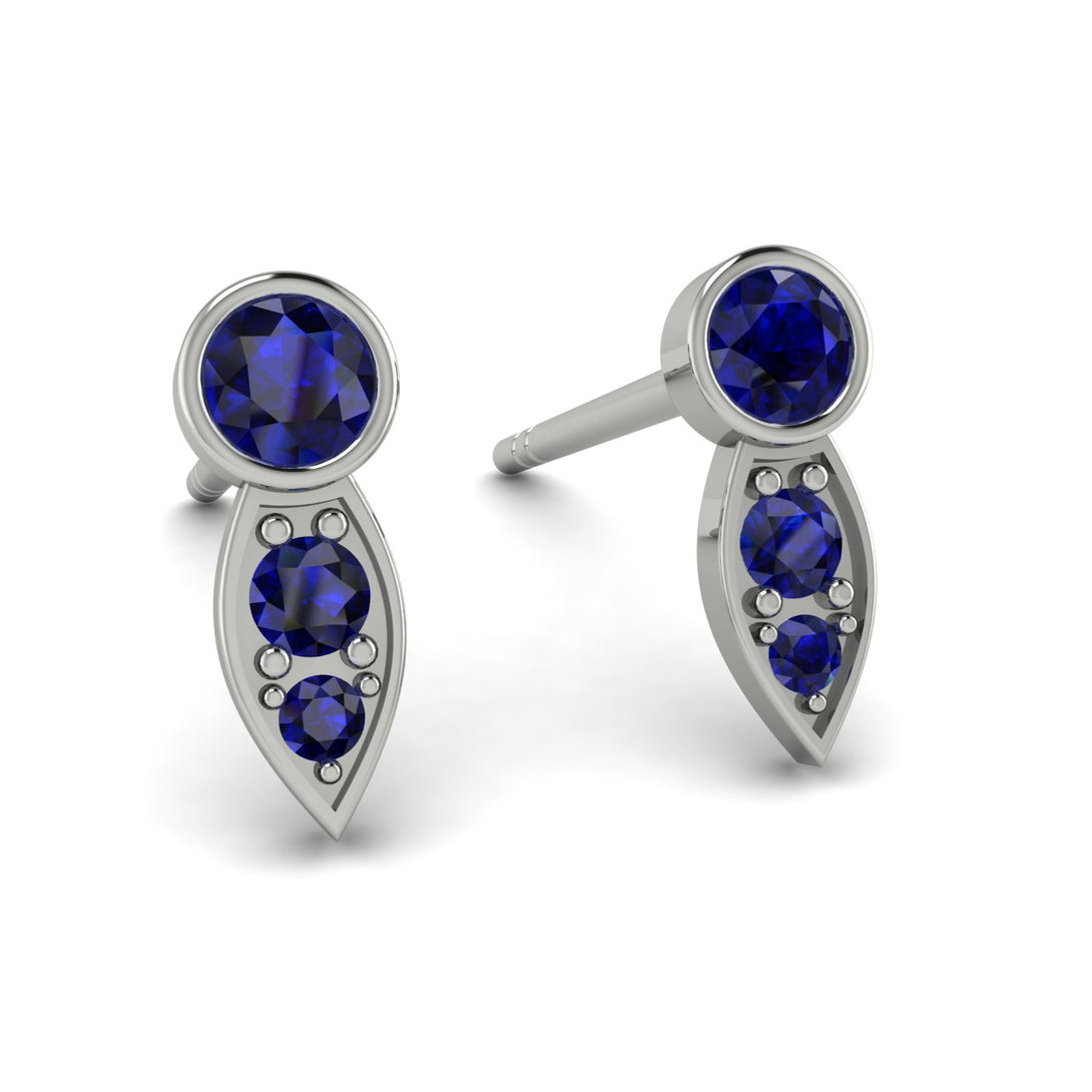 Bezel Sapphire Earrings In Pear Shaped - Aniya No. 75