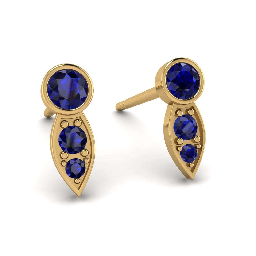Bezel Sapphire Earrings In Pear Shaped - Aniya No. 73