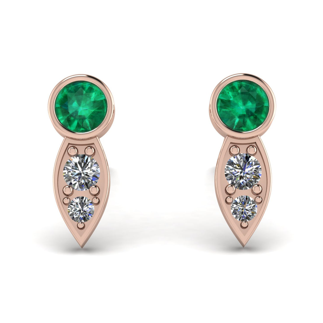 Bezel Emerald Earrings In Pear Shaped - Aniya No. 5