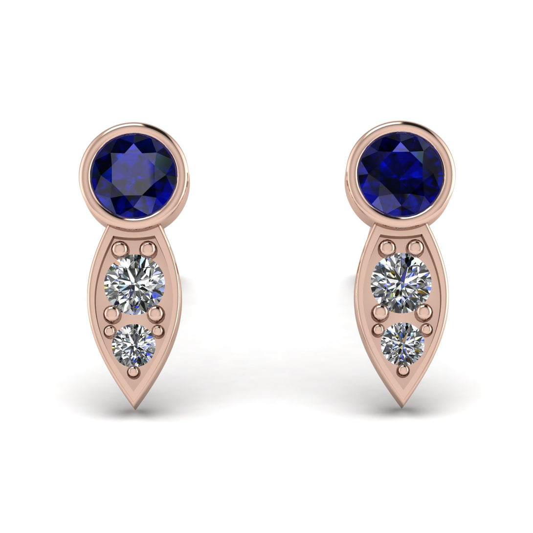 Bezel Sapphire Earrings In Pear Shaped - Aniya No. 14