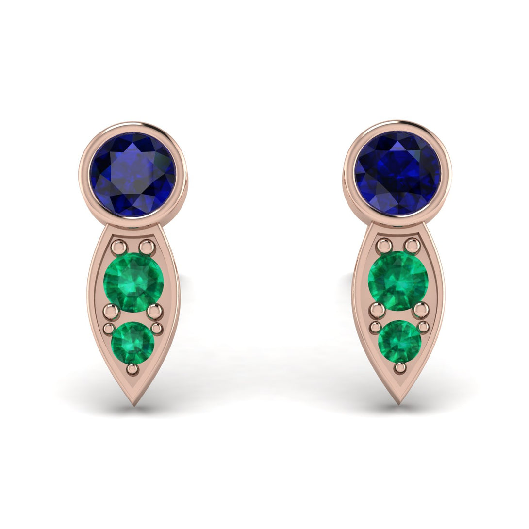 Bezel Sapphire Earrings In Pear Shaped - Aniya No. 29