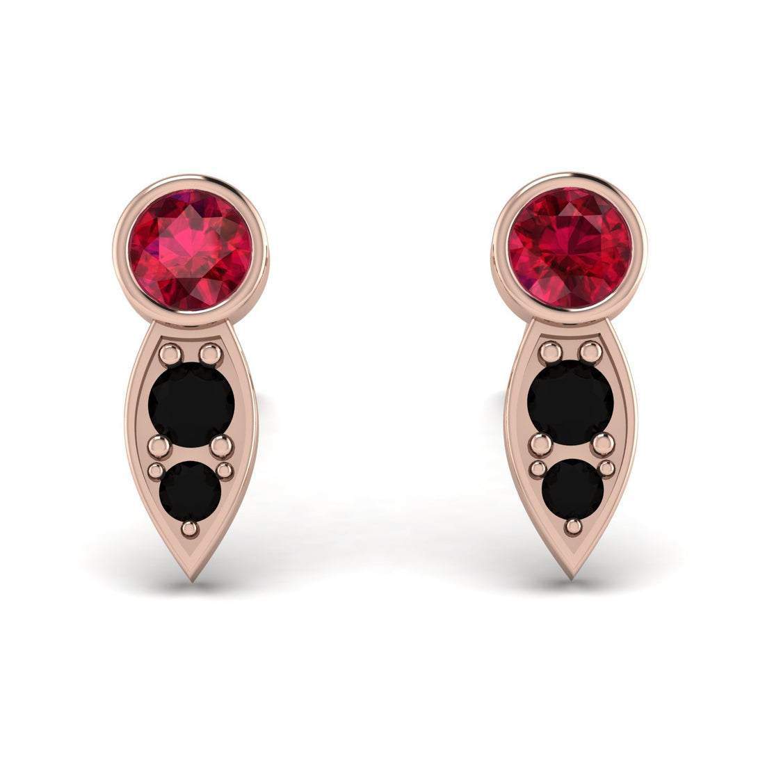 Bezel Ruby Earrings In Pear Shaped - Aniya No. 41