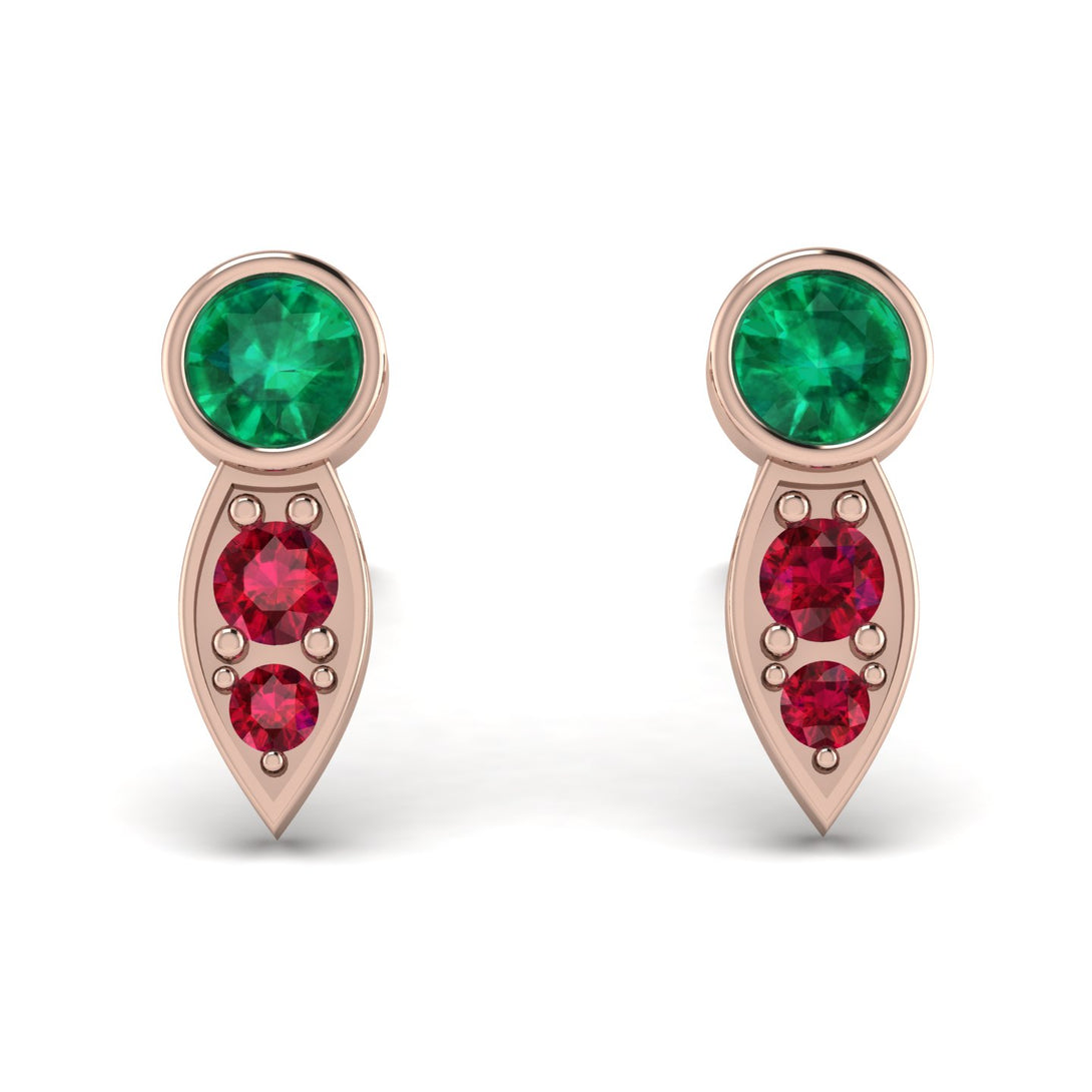 Bezel Emerald Earrings In Pear Shaped - Aniya No. 50