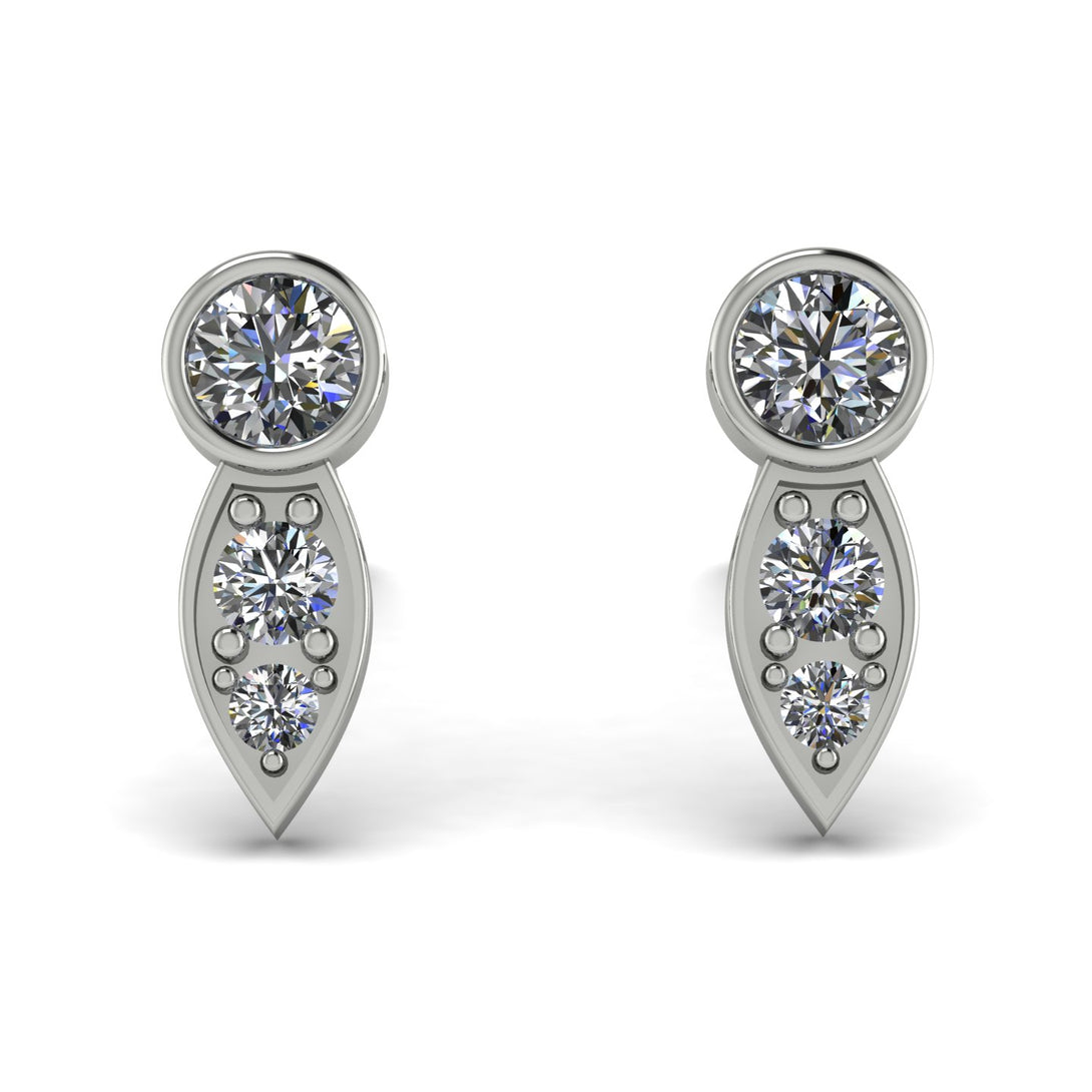 Bezel Diamond Earrings In Pear Shaped - Aniya No. 3