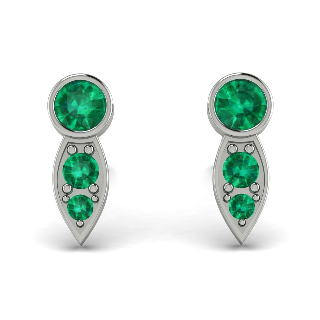 Bezel Emerald Earrings In Pear Shaped - Aniya No. 21