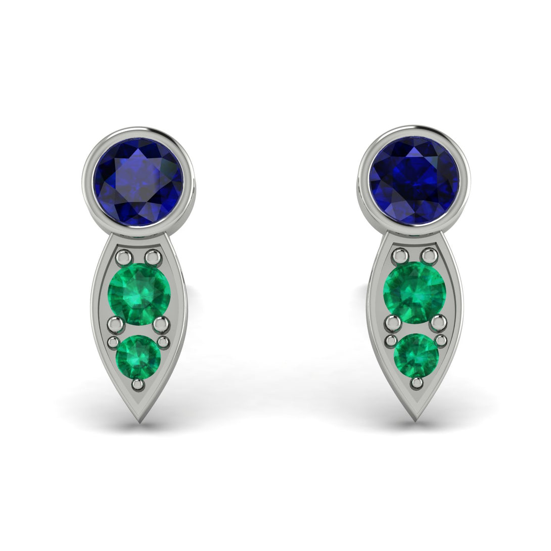 Bezel Sapphire Earrings In Pear Shaped - Aniya No. 30