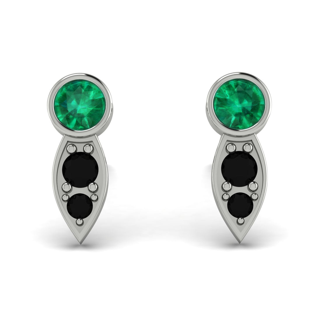 Bezel Emerald Earrings In Pear Shaped - Aniya No. 36