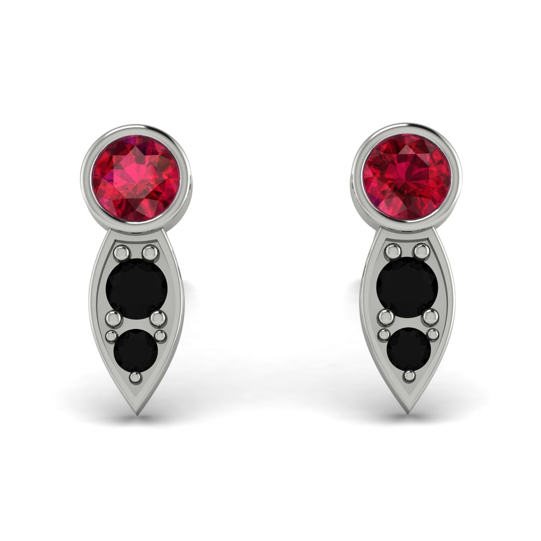 Bezel Ruby Earrings In Pear Shaped - Aniya No. 42