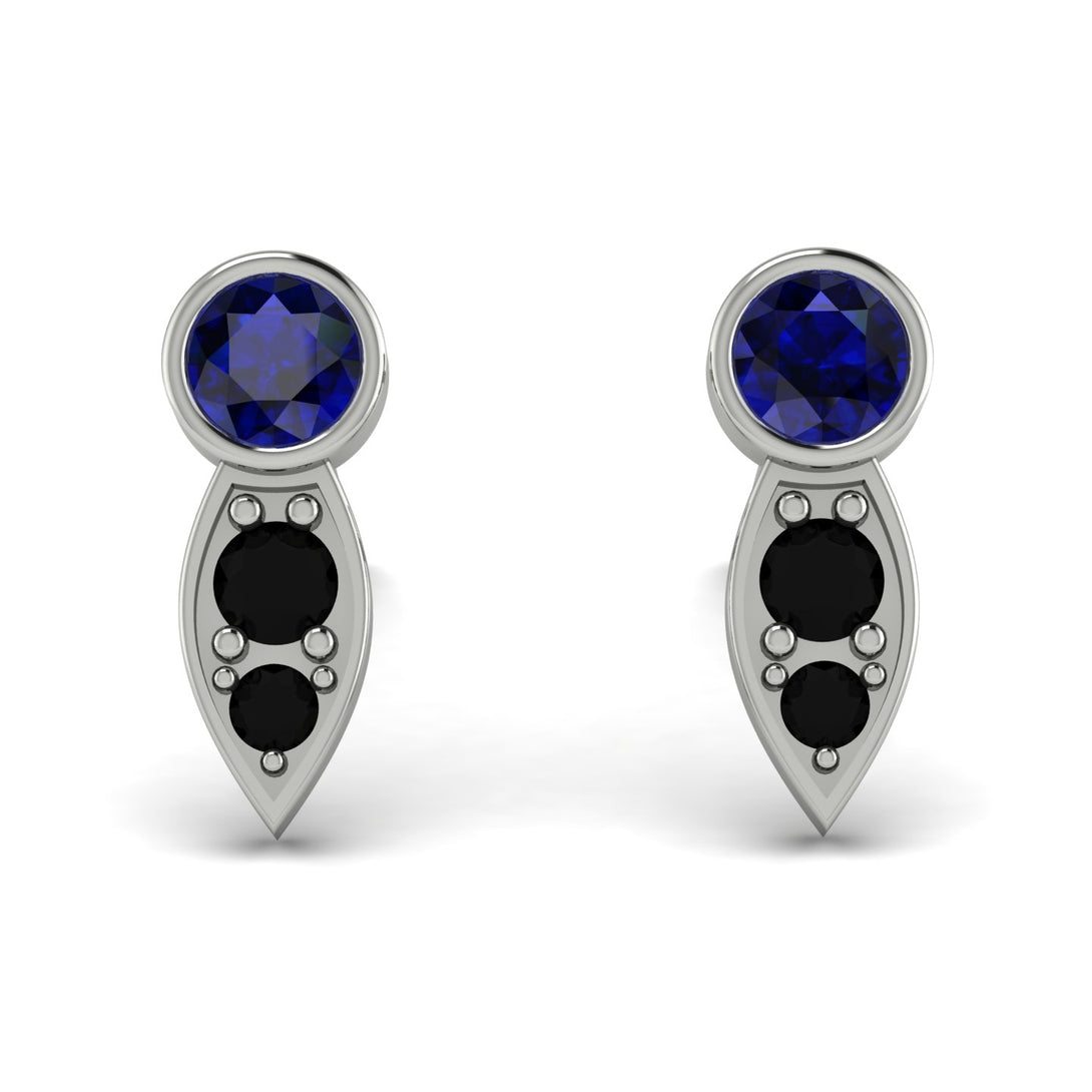 Bezel Sapphire Earrings In Pear Shaped - Aniya No. 45