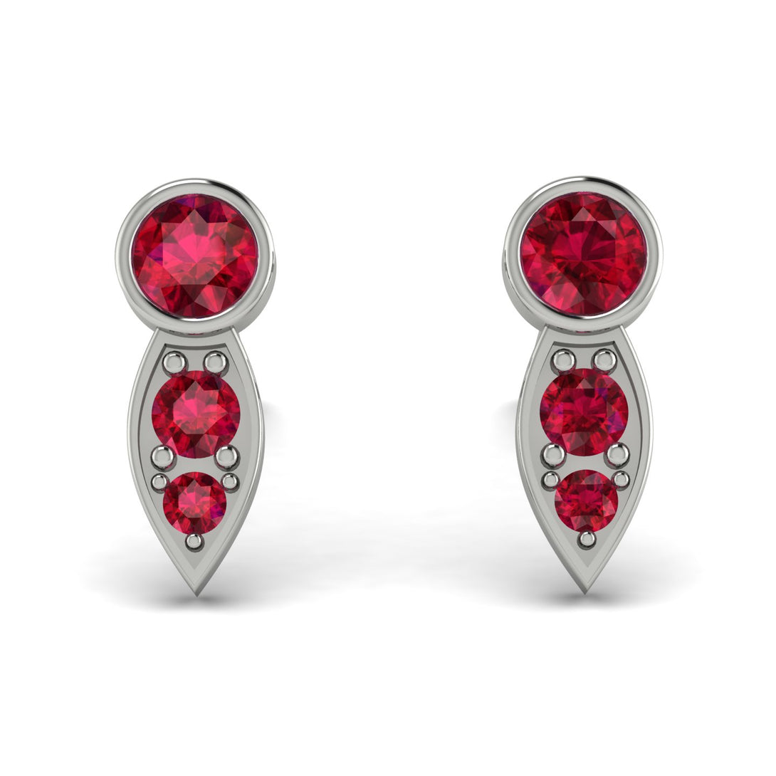 Bezel Ruby Earrings In Pear Shaped - Aniya No. 57
