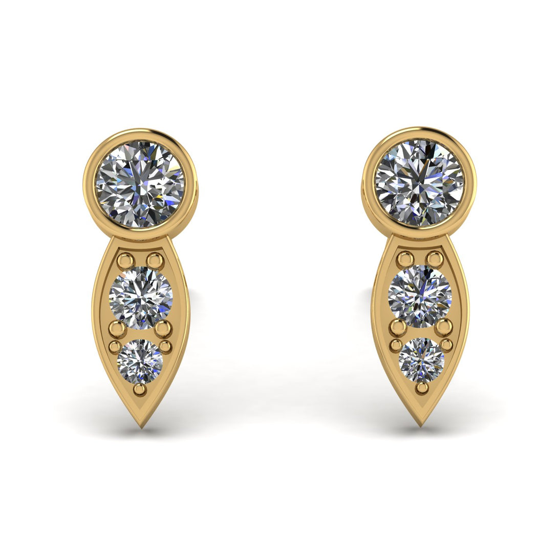 Bezel Diamond Earrings In Pear Shaped - Aniya No. 1