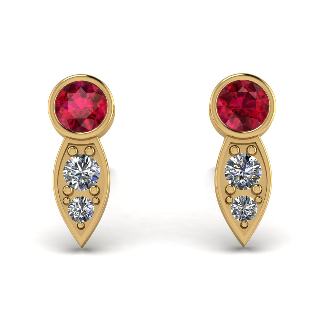 Bezel Ruby Earrings In Pear Shaped - Aniya No. 10