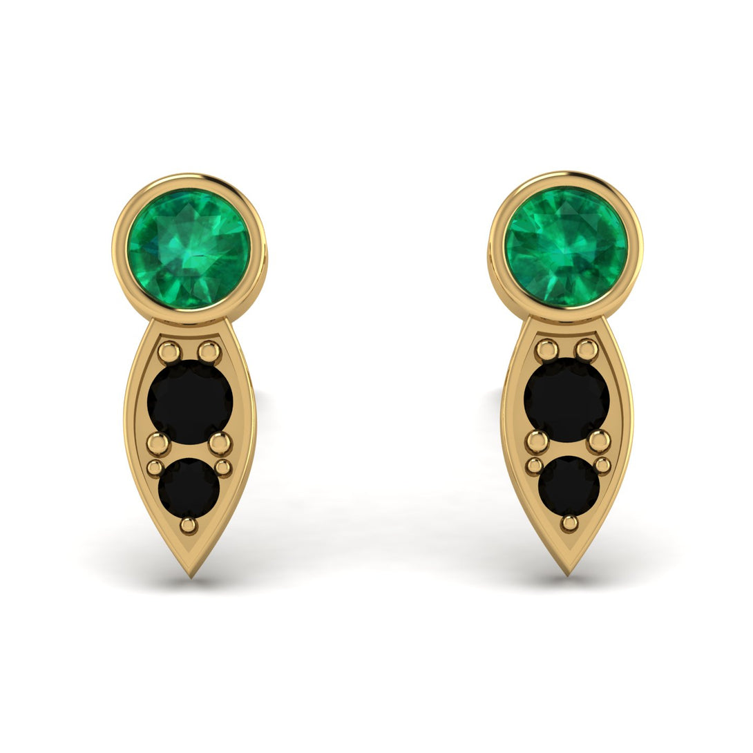 Bezel Emerald Earrings In Pear Shaped - Aniya No. 34