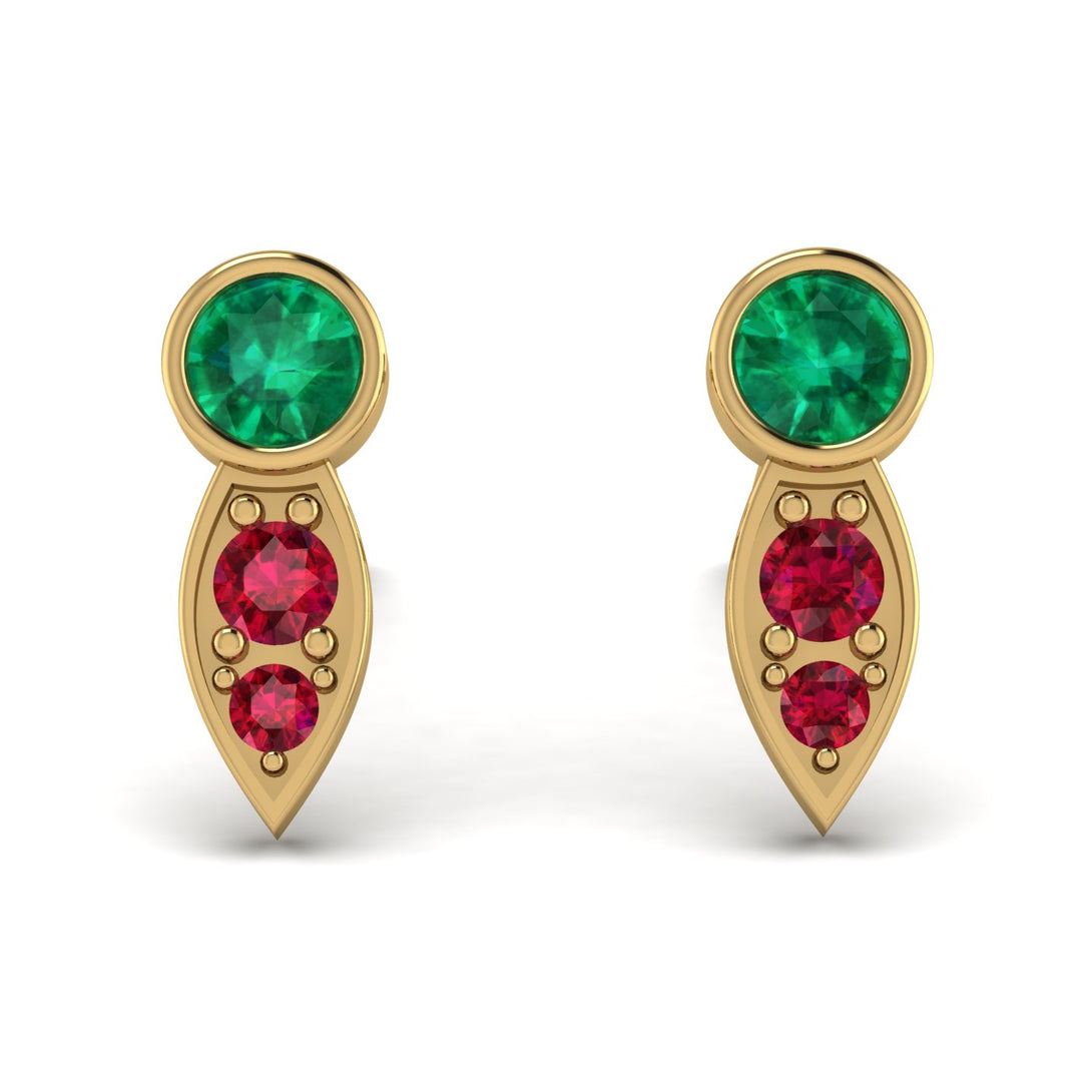 Bezel Emerald Earrings In Pear Shaped - Aniya No. 49