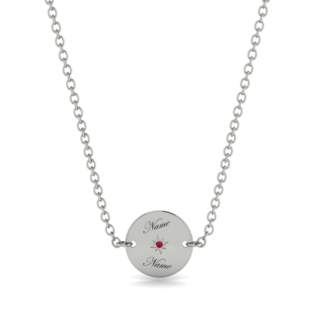 Personalised Round Ruby Necklace - Lena No. 12