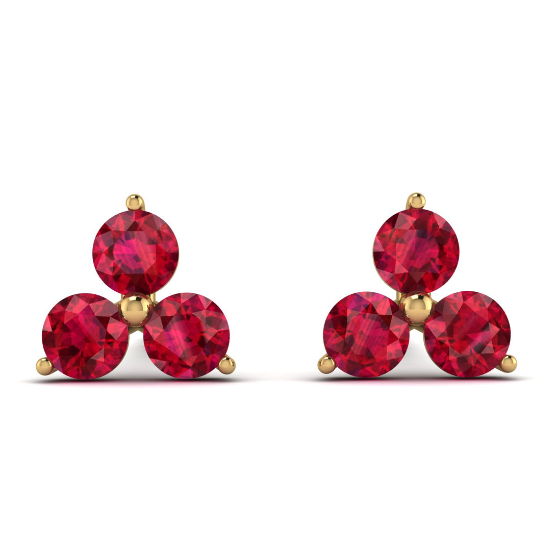 Minimalist Ruby Stud Earrings - Jillian No. 10