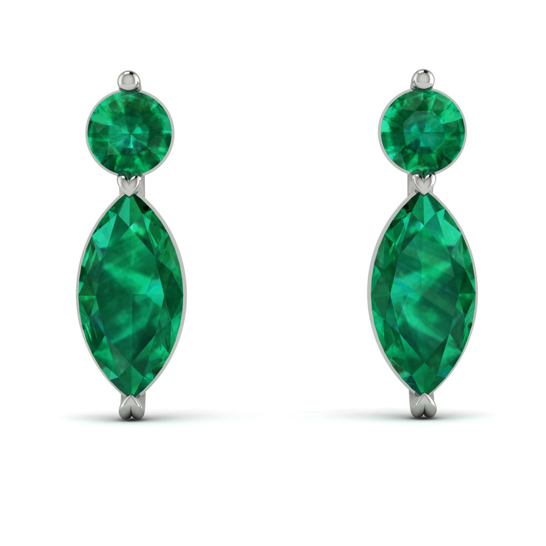 Hanging Marquise Emerald Earrings - Lacey No. 6