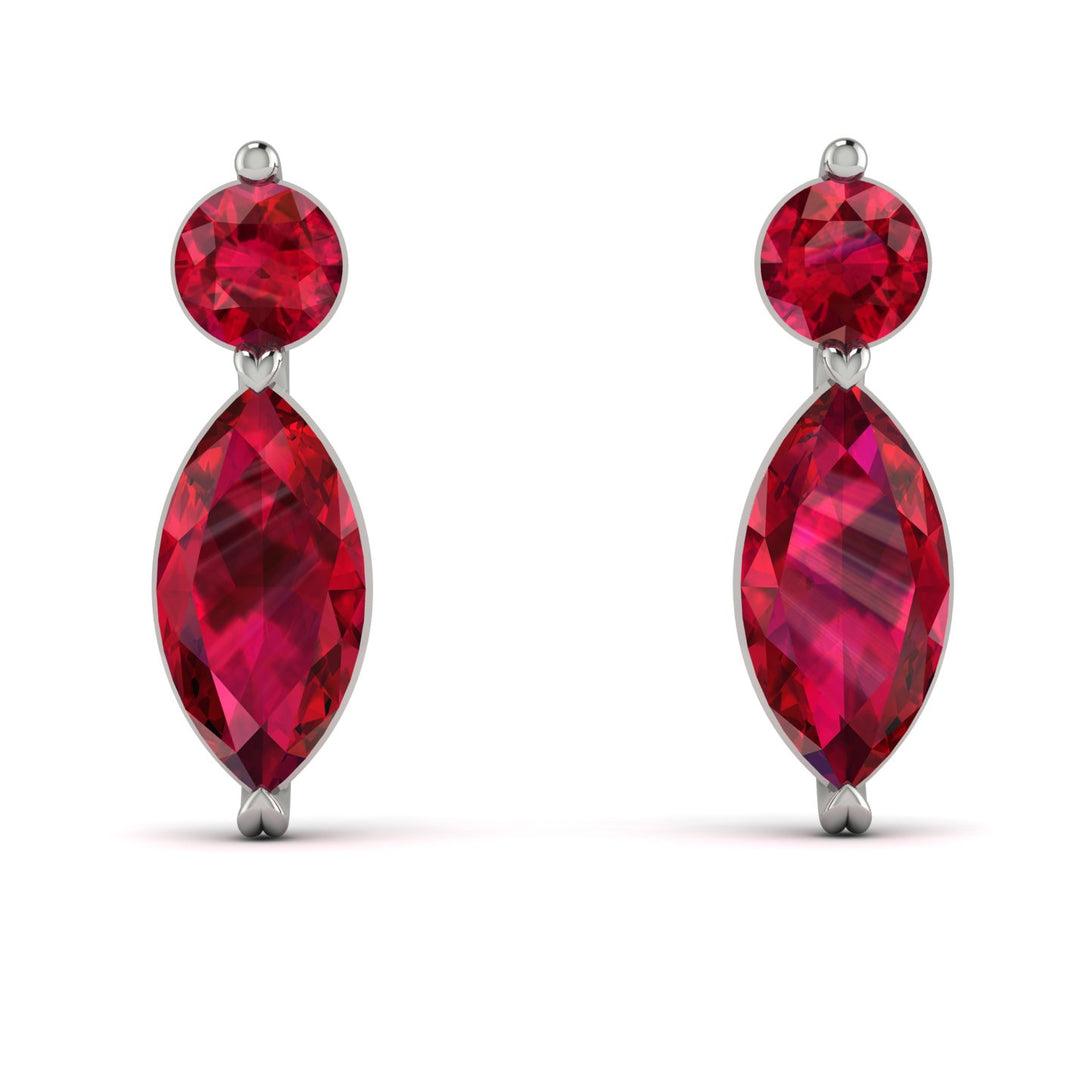 Hanging Marquise Ruby Earrings - Lacey No. 12