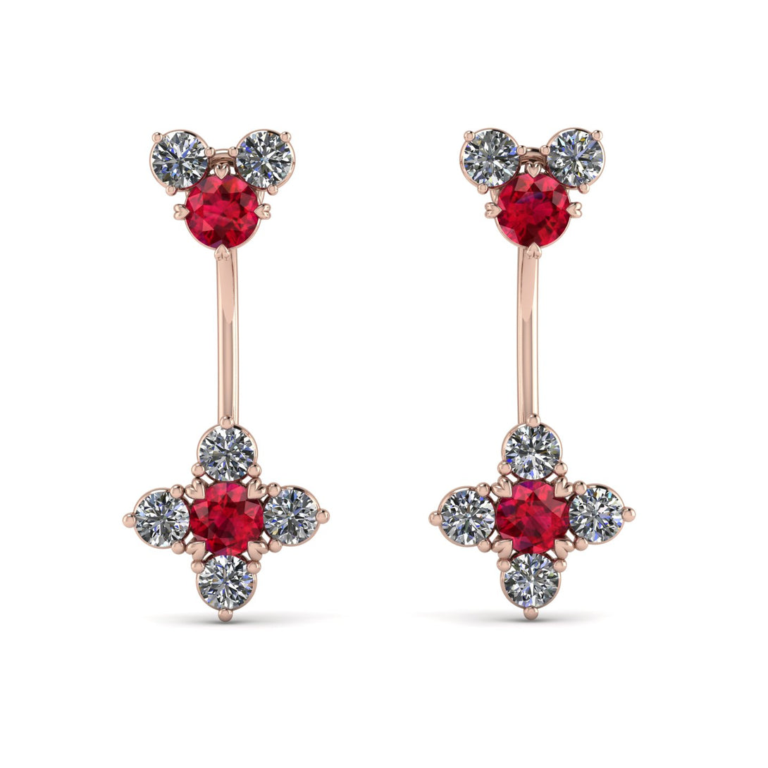 Hanging Ruby Compass Earrings - Brittany No. 11