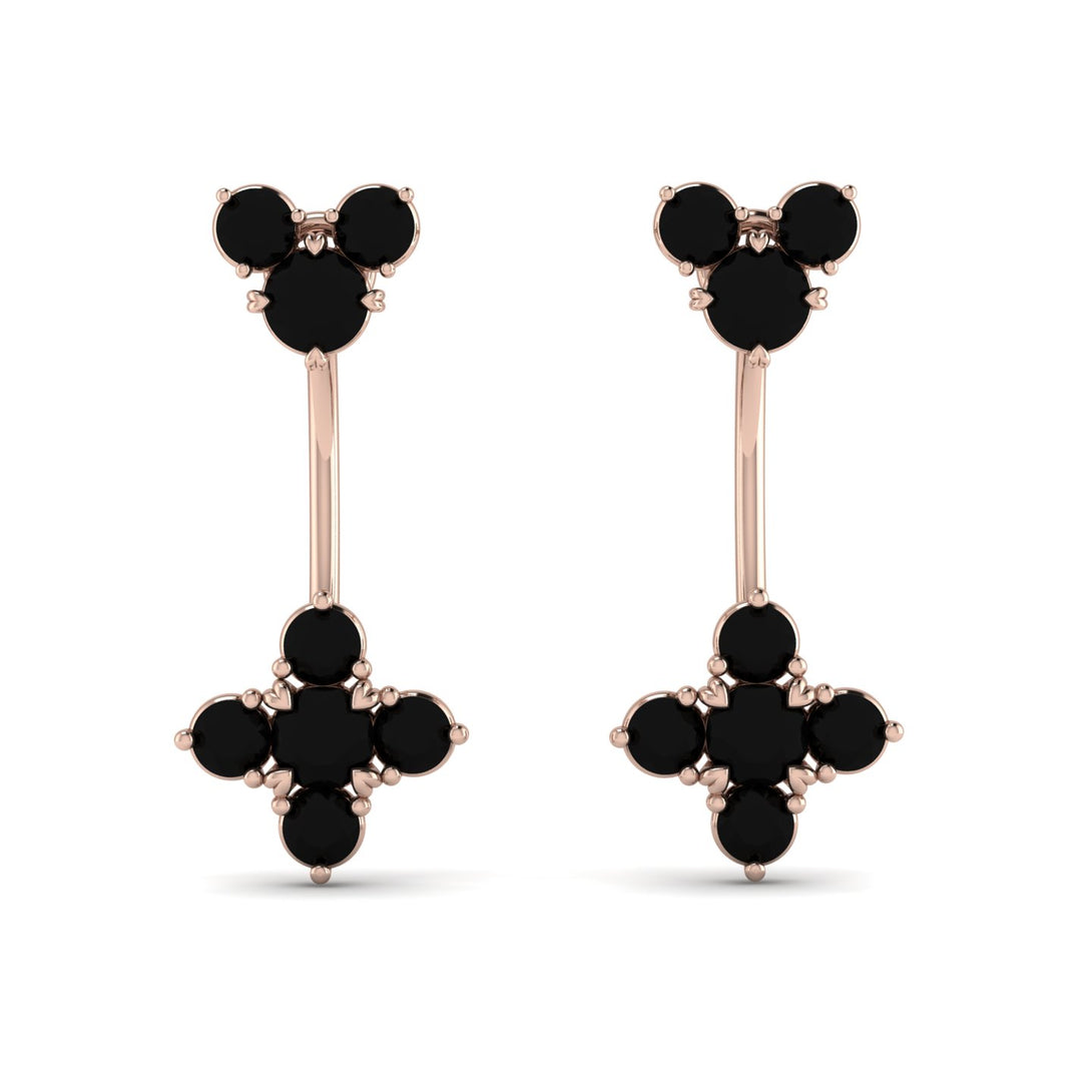 Hanging Black Diamond Compass Earrings - Brittany No. 38