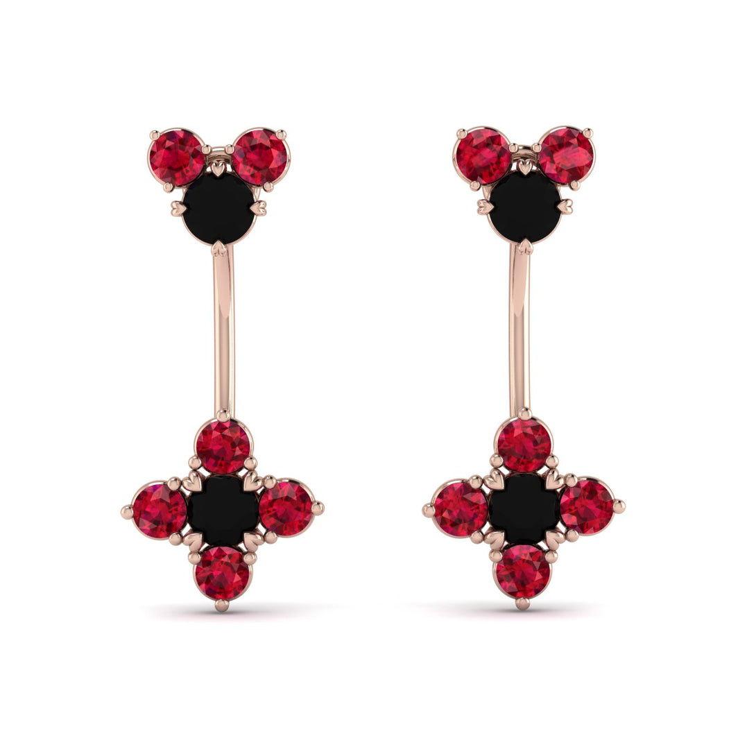 Hanging Black Diamond Compass Earrings - Brittany No. 53