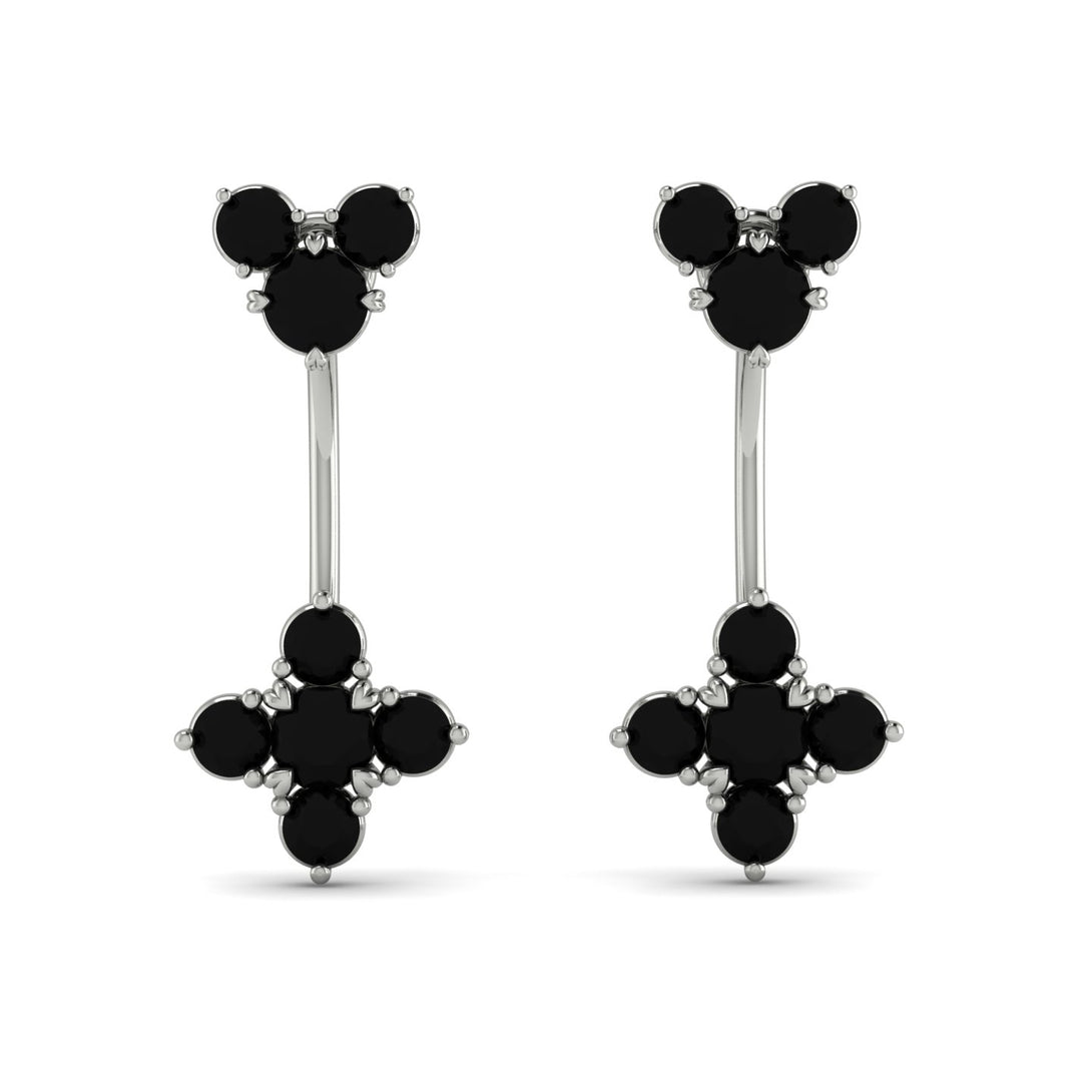 Hanging Black Diamond Compass Earrings - Brittany No. 39