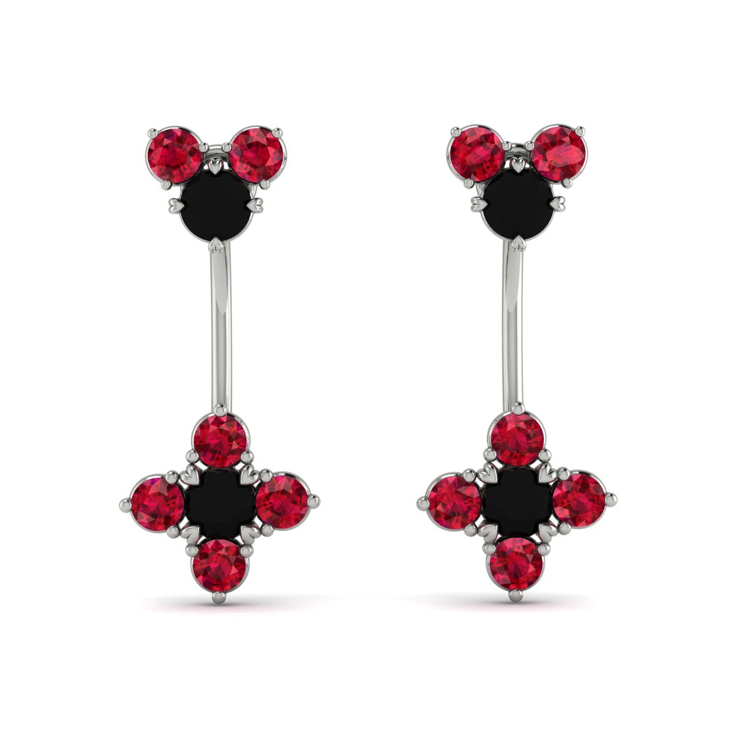 Hanging Black Diamond Compass Earrings - Brittany No. 54