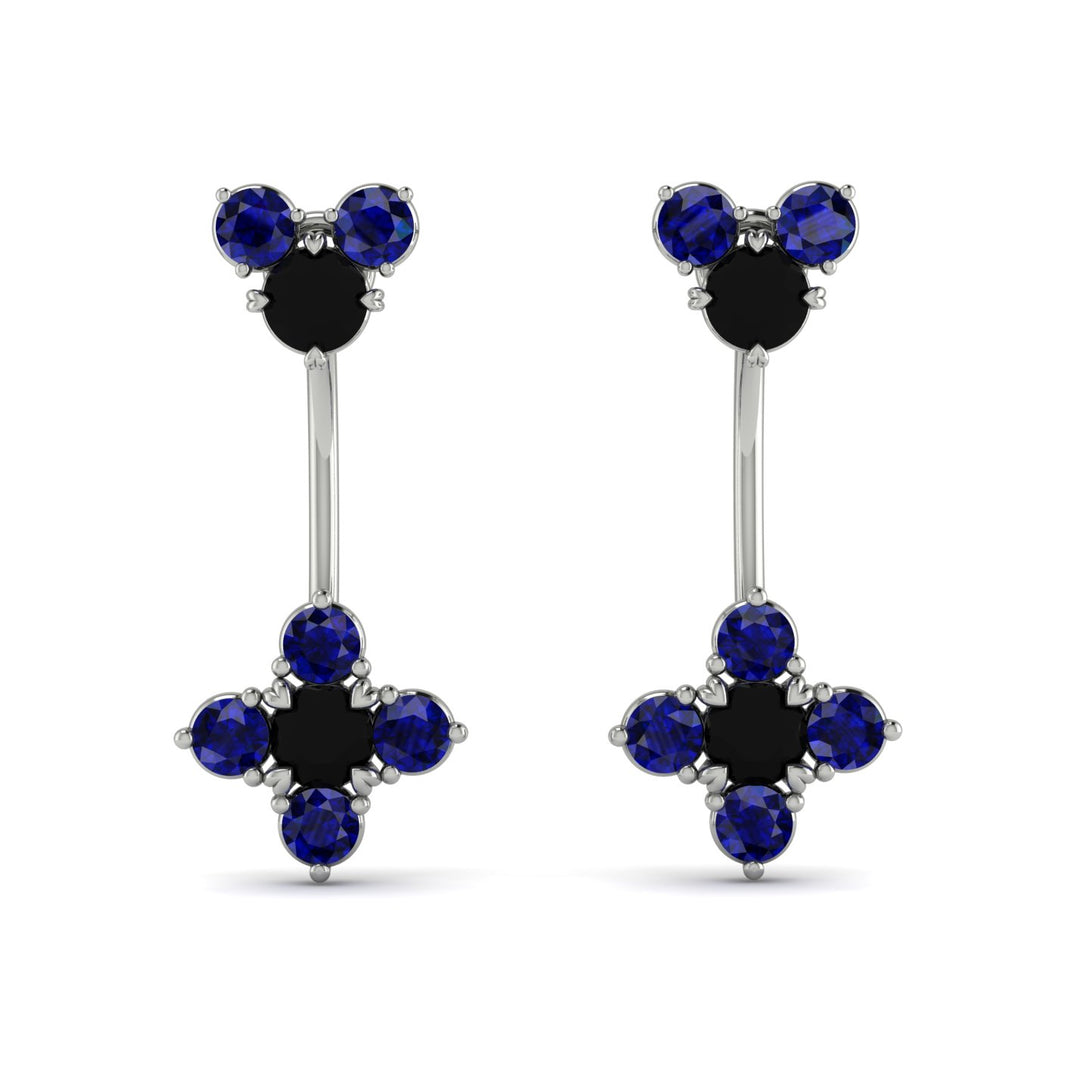 Hanging Black Diamond Compass Earrings - Brittany No. 69